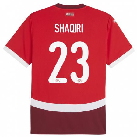 Kandiny Enfant Maillot Suisse Xherdan Shaqiri #23 Rouge Tenues Domicile 24-26 T-Shirt