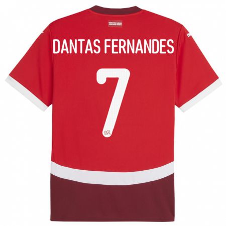 Kandiny Enfant Maillot Suisse Ronaldo Dantas Fernandes #7 Rouge Tenues Domicile 24-26 T-Shirt