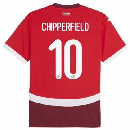 Kandiny Enfant Maillot Suisse Liam Chipperfield #10 Rouge Tenues Domicile 24-26 T-Shirt