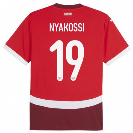 Kandiny Enfant Maillot Suisse Roggerio Nyakossi #19 Rouge Tenues Domicile 24-26 T-Shirt