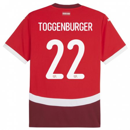 Kandiny Enfant Maillot Suisse Nando Toggenburger #22 Rouge Tenues Domicile 24-26 T-Shirt