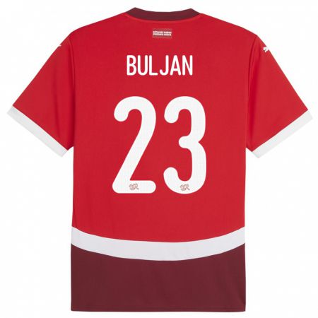 Kandiny Enfant Maillot Suisse Leo Buljan #23 Rouge Tenues Domicile 24-26 T-Shirt