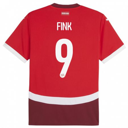Kandiny Enfant Maillot Suisse Bradley Fink #9 Rouge Tenues Domicile 24-26 T-Shirt