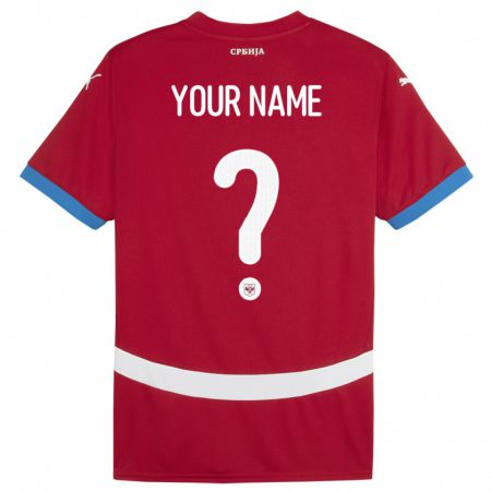 Kandiny Enfant Maillot Serbie Votre Nom #0 Rouge Tenues Domicile 24-26 T-Shirt