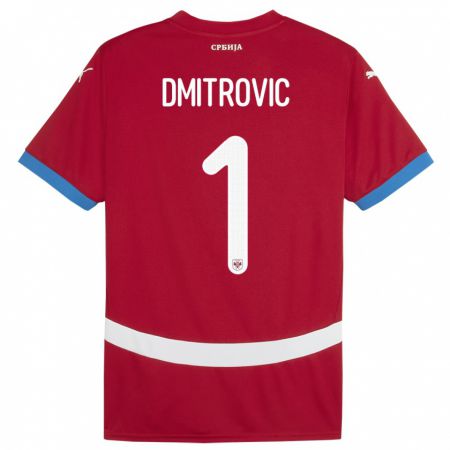 Kandiny Enfant Maillot Serbie Marko Dmitrovic #1 Rouge Tenues Domicile 24-26 T-Shirt