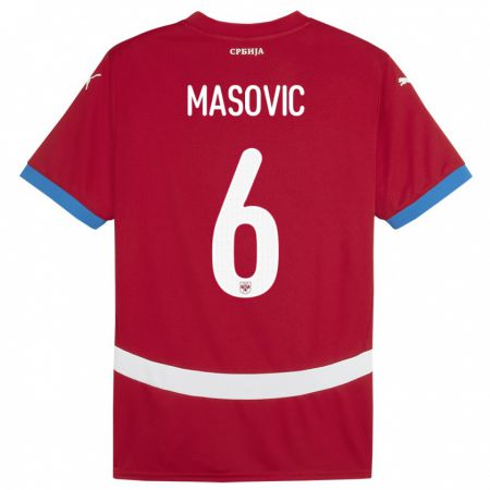 Kandiny Enfant Maillot Serbie Erhan Masovic #6 Rouge Tenues Domicile 24-26 T-Shirt