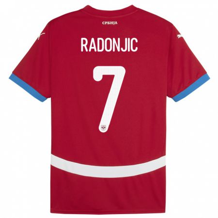 Kandiny Enfant Maillot Serbie Nemanja Radonjic #7 Rouge Tenues Domicile 24-26 T-Shirt
