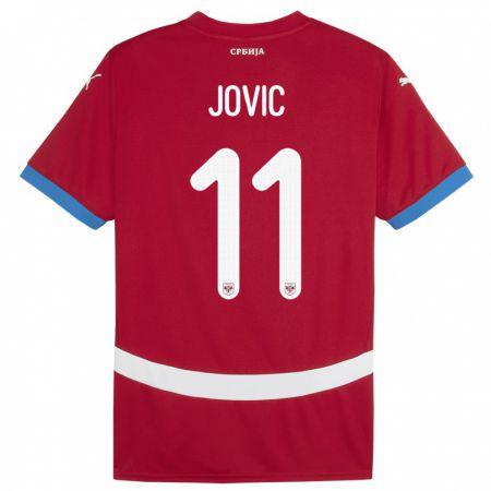 Kandiny Enfant Maillot Serbie Luka Jovic #11 Rouge Tenues Domicile 24-26 T-Shirt