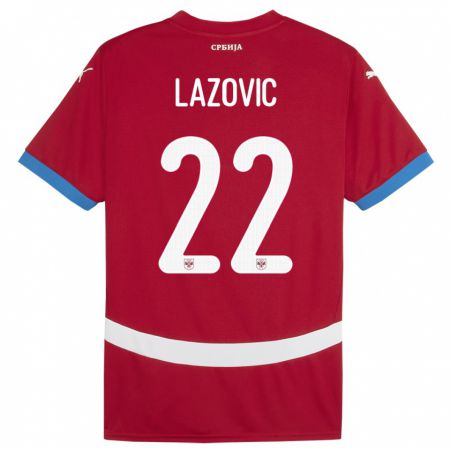 Kandiny Enfant Maillot Serbie Darko Lazovic #22 Rouge Tenues Domicile 24-26 T-Shirt