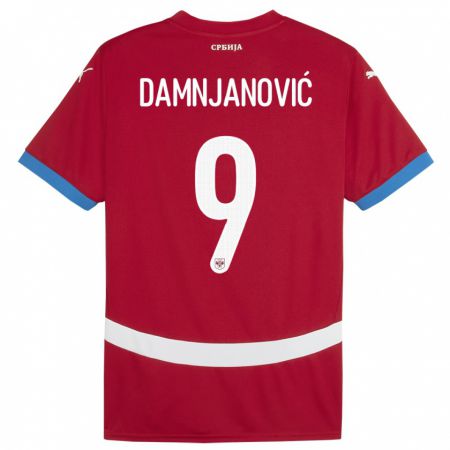 Kandiny Enfant Maillot Serbie Jovana Damnjanovic #9 Rouge Tenues Domicile 24-26 T-Shirt