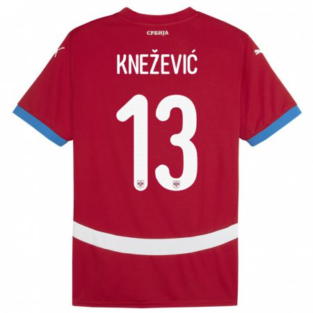 Kandiny Enfant Maillot Serbie Milana Knezevic #13 Rouge Tenues Domicile 24-26 T-Shirt