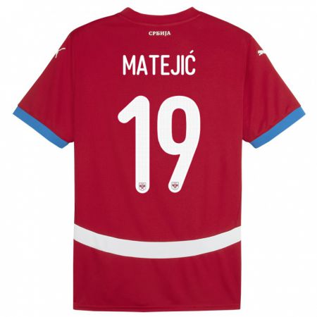 Kandiny Enfant Maillot Serbie Nina Matejic #19 Rouge Tenues Domicile 24-26 T-Shirt
