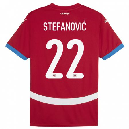 Kandiny Enfant Maillot Serbie Dejana Stefanovic #22 Rouge Tenues Domicile 24-26 T-Shirt