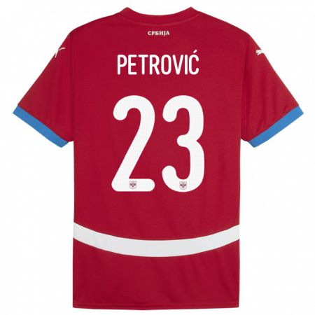Kandiny Enfant Maillot Serbie Jovana Petrovic #23 Rouge Tenues Domicile 24-26 T-Shirt