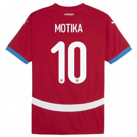 Kandiny Enfant Maillot Serbie Nemanja Motika #10 Rouge Tenues Domicile 24-26 T-Shirt