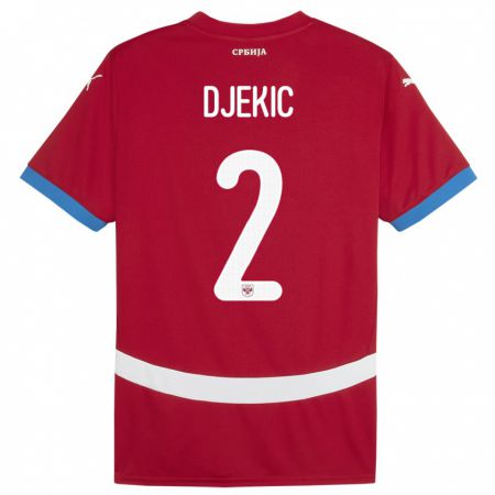 Kandiny Enfant Maillot Serbie Djuro Giulio Djekic #2 Rouge Tenues Domicile 24-26 T-Shirt