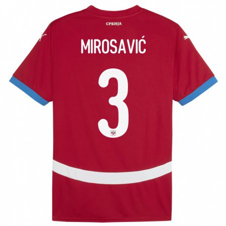 Kandiny Enfant Maillot Serbie Veljko Mirosavic #3 Rouge Tenues Domicile 24-26 T-Shirt