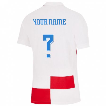 Kandiny Enfant Maillot Croatie Votre Nom #0 Blanc Rouge Tenues Domicile 24-26 T-Shirt
