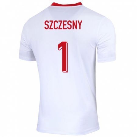 Kandiny Enfant Maillot Pologne Wojciech Szczesny #1 Blanc Tenues Domicile 24-26 T-Shirt