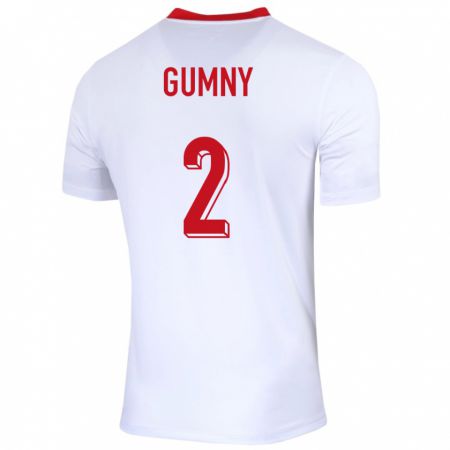 Kandiny Enfant Maillot Pologne Robert Gumny #2 Blanc Tenues Domicile 24-26 T-Shirt