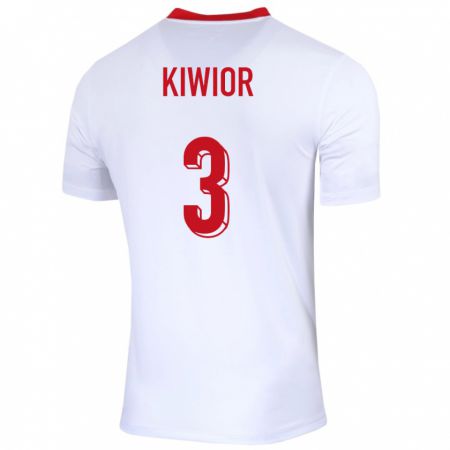 Kandiny Enfant Maillot Pologne Jakub Kiwior #3 Blanc Tenues Domicile 24-26 T-Shirt