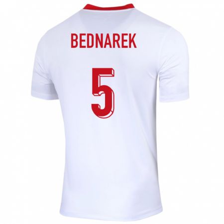 Kandiny Enfant Maillot Pologne Jan Bednarek #5 Blanc Tenues Domicile 24-26 T-Shirt