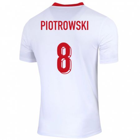 Kandiny Enfant Maillot Pologne Jakub Piotrowski #8 Blanc Tenues Domicile 24-26 T-Shirt
