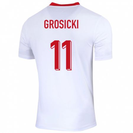 Kandiny Enfant Maillot Pologne Kamil Grosicki #11 Blanc Tenues Domicile 24-26 T-Shirt