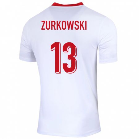Kandiny Enfant Maillot Pologne Szymon Zurkowski #13 Blanc Tenues Domicile 24-26 T-Shirt