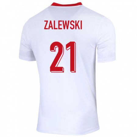 Kandiny Enfant Maillot Pologne Nicola Zalewski #21 Blanc Tenues Domicile 24-26 T-Shirt