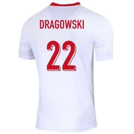 Kandiny Enfant Maillot Pologne Bartlomiej Dragowski #22 Blanc Tenues Domicile 24-26 T-Shirt