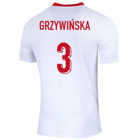Kandiny Enfant Maillot Pologne Gabriela Grzywinska #3 Blanc Tenues Domicile 24-26 T-Shirt
