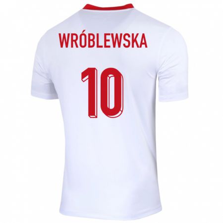 Kandiny Enfant Maillot Pologne Joanna Wroblewska #10 Blanc Tenues Domicile 24-26 T-Shirt