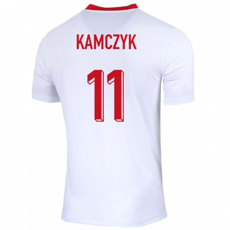 Kandiny Enfant Maillot Pologne Ewelina Kamczyk #11 Blanc Tenues Domicile 24-26 T-Shirt