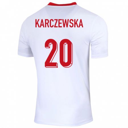 Kandiny Enfant Maillot Pologne Nikola Karczewska #20 Blanc Tenues Domicile 24-26 T-Shirt