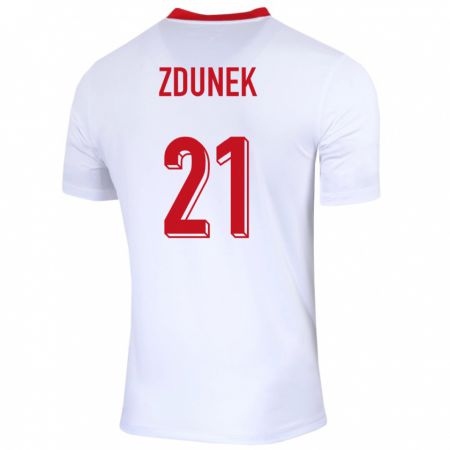 Kandiny Enfant Maillot Pologne Emilia Zdunek #21 Blanc Tenues Domicile 24-26 T-Shirt