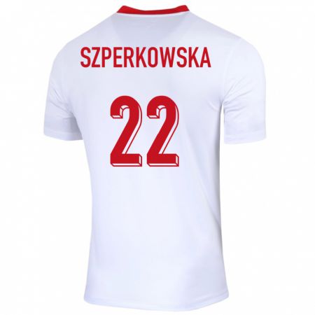 Kandiny Enfant Maillot Pologne Oliwia Szperkowska #22 Blanc Tenues Domicile 24-26 T-Shirt