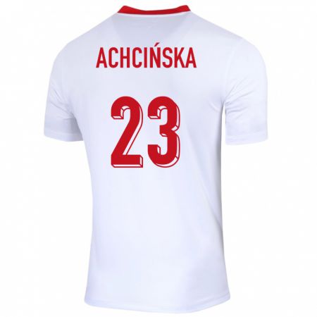 Kandiny Enfant Maillot Pologne Adriana Achcinska #23 Blanc Tenues Domicile 24-26 T-Shirt