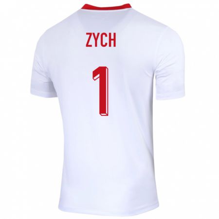 Kandiny Enfant Maillot Pologne Oliwier Zych #1 Blanc Tenues Domicile 24-26 T-Shirt