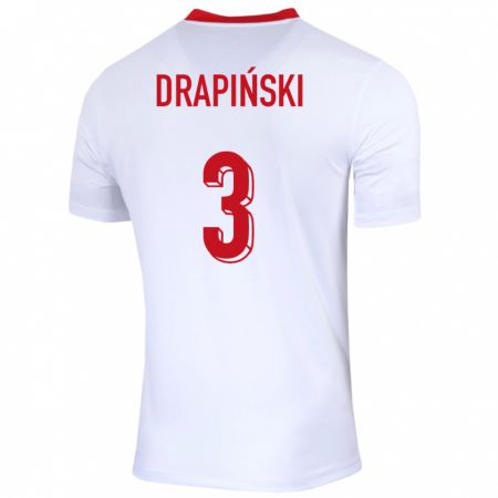 Kandiny Enfant Maillot Pologne Igor Drapinski #3 Blanc Tenues Domicile 24-26 T-Shirt