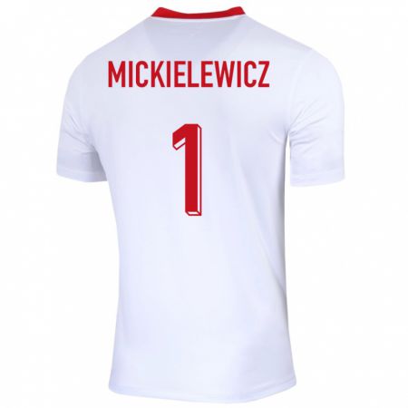 Kandiny Enfant Maillot Pologne Aleksander Mickielewicz #1 Blanc Tenues Domicile 24-26 T-Shirt