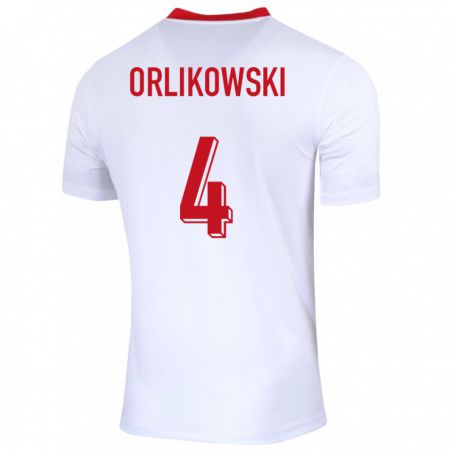 Kandiny Enfant Maillot Pologne Igor Orlikowski #4 Blanc Tenues Domicile 24-26 T-Shirt