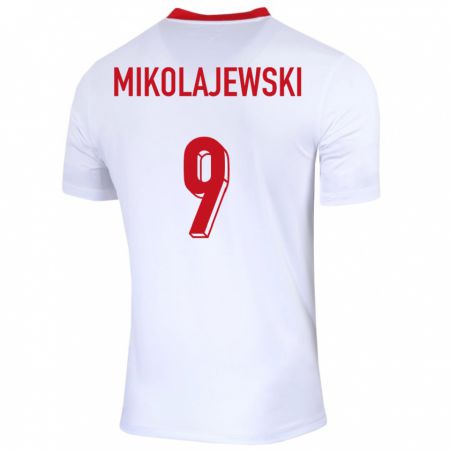 Kandiny Enfant Maillot Pologne Daniel Mikolajewski #9 Blanc Tenues Domicile 24-26 T-Shirt