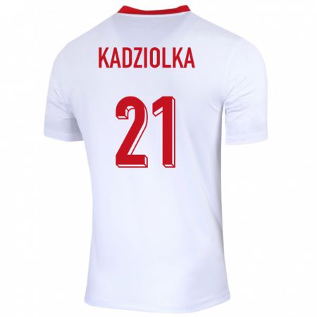 Kandiny Enfant Maillot Pologne Szymon Kadziolka #21 Blanc Tenues Domicile 24-26 T-Shirt