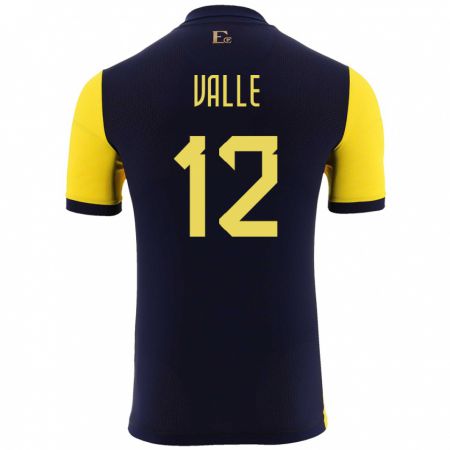 Kandiny Enfant Maillot Équateur Gonzalo Valle #12 Jaune Tenues Domicile 24-26 T-Shirt