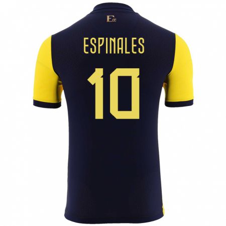 Kandiny Enfant Maillot Équateur Joselyn Espinales #10 Jaune Tenues Domicile 24-26 T-Shirt