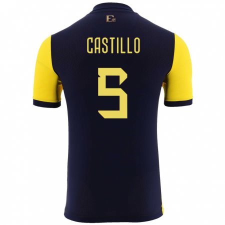 Kandiny Enfant Maillot Équateur Denil Castillo #5 Jaune Tenues Domicile 24-26 T-Shirt