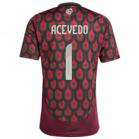 Kandiny Enfant Maillot Mexique Carlos Acevedo #1 Bordeaux Tenues Domicile 24-26 T-Shirt