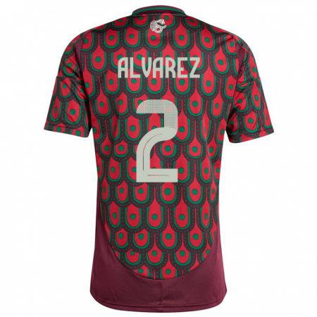 Kandiny Enfant Maillot Mexique Kevin Alvarez #2 Bordeaux Tenues Domicile 24-26 T-Shirt