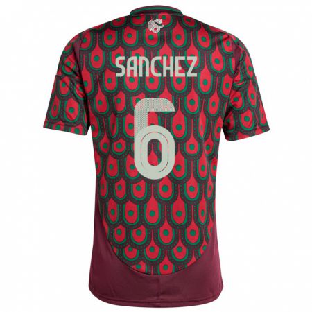 Kandiny Enfant Maillot Mexique Erick Sanchez #6 Bordeaux Tenues Domicile 24-26 T-Shirt